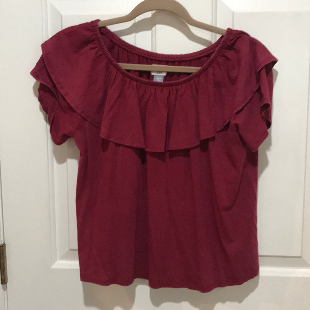 Girls ruffle shirt, cranberry color